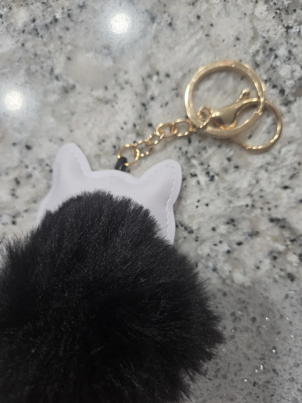 Plush Black Cat Pom Keychain - Cute Cat Accessory